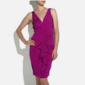 Diane Von Furstenberg Adisa Sdisa Silk Fuchsia Ruffle Sleeveless V-Neck Dress
